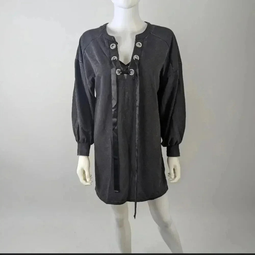 Very J Acid Washed Jersey Dress - Small